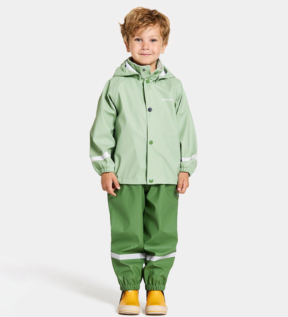 Didriksons Regntøj m. Seler - PU - Slaskeman - Light Algae Green