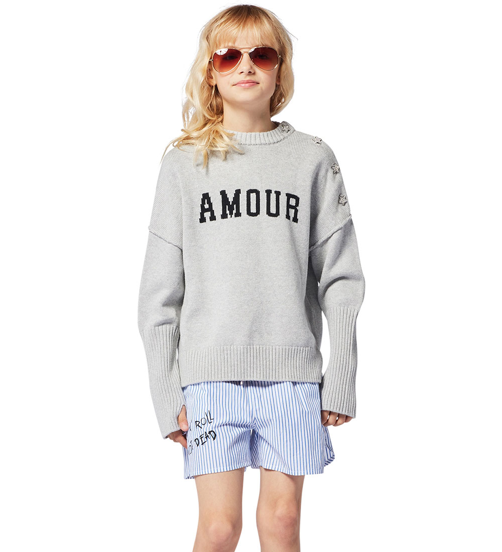 Zadig & Voltaire Bluse - Strik - Malta - Gråmeleret m. Sort