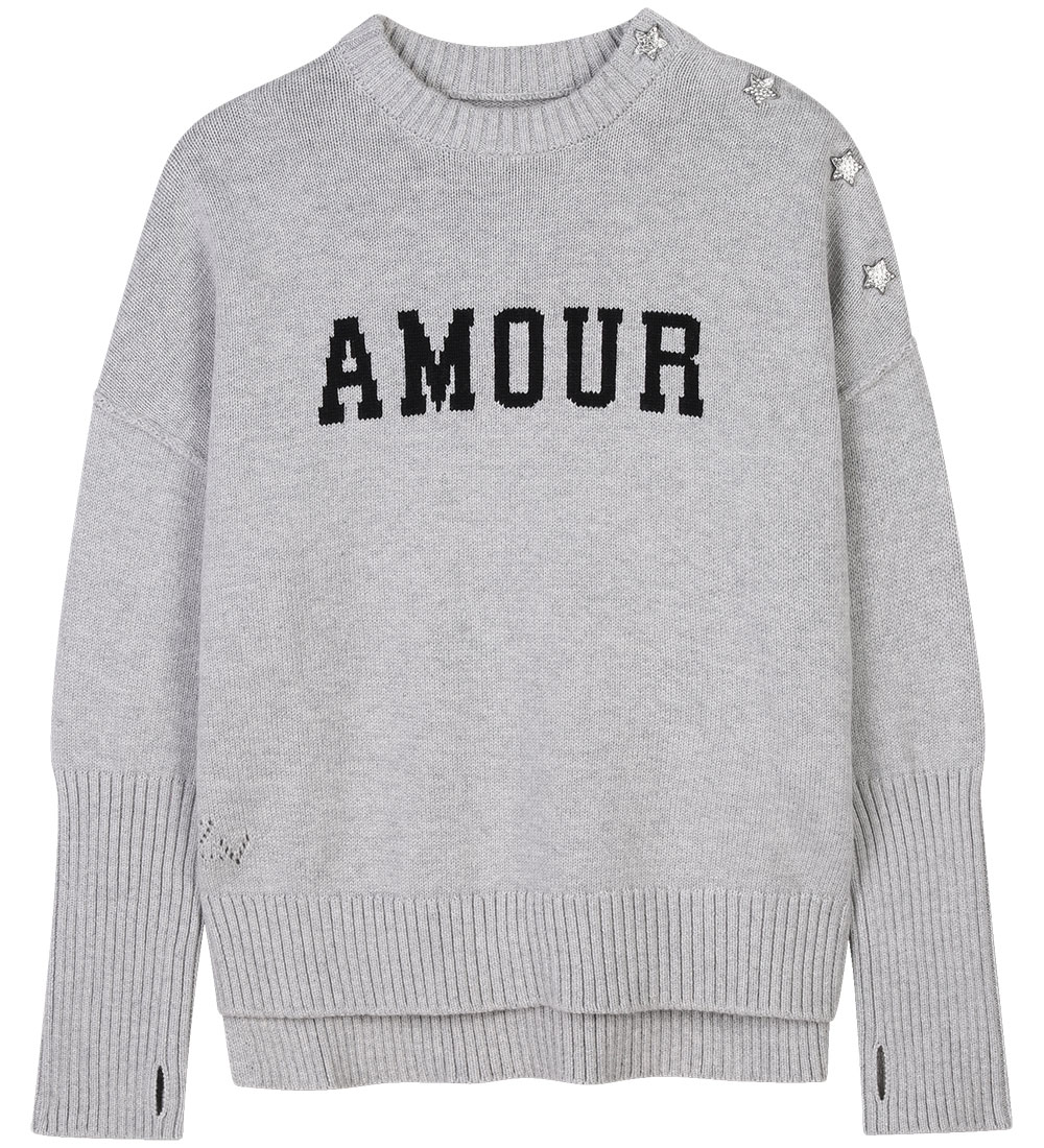 Zadig & Voltaire Bluse - Strik - Malta - Gråmeleret m. Sort