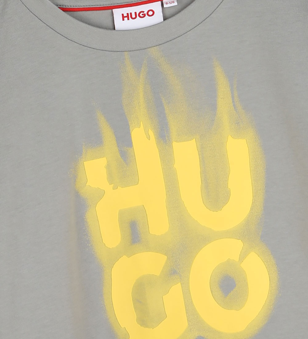 HUGO T-shirt - Ultimate Gray m. Gul