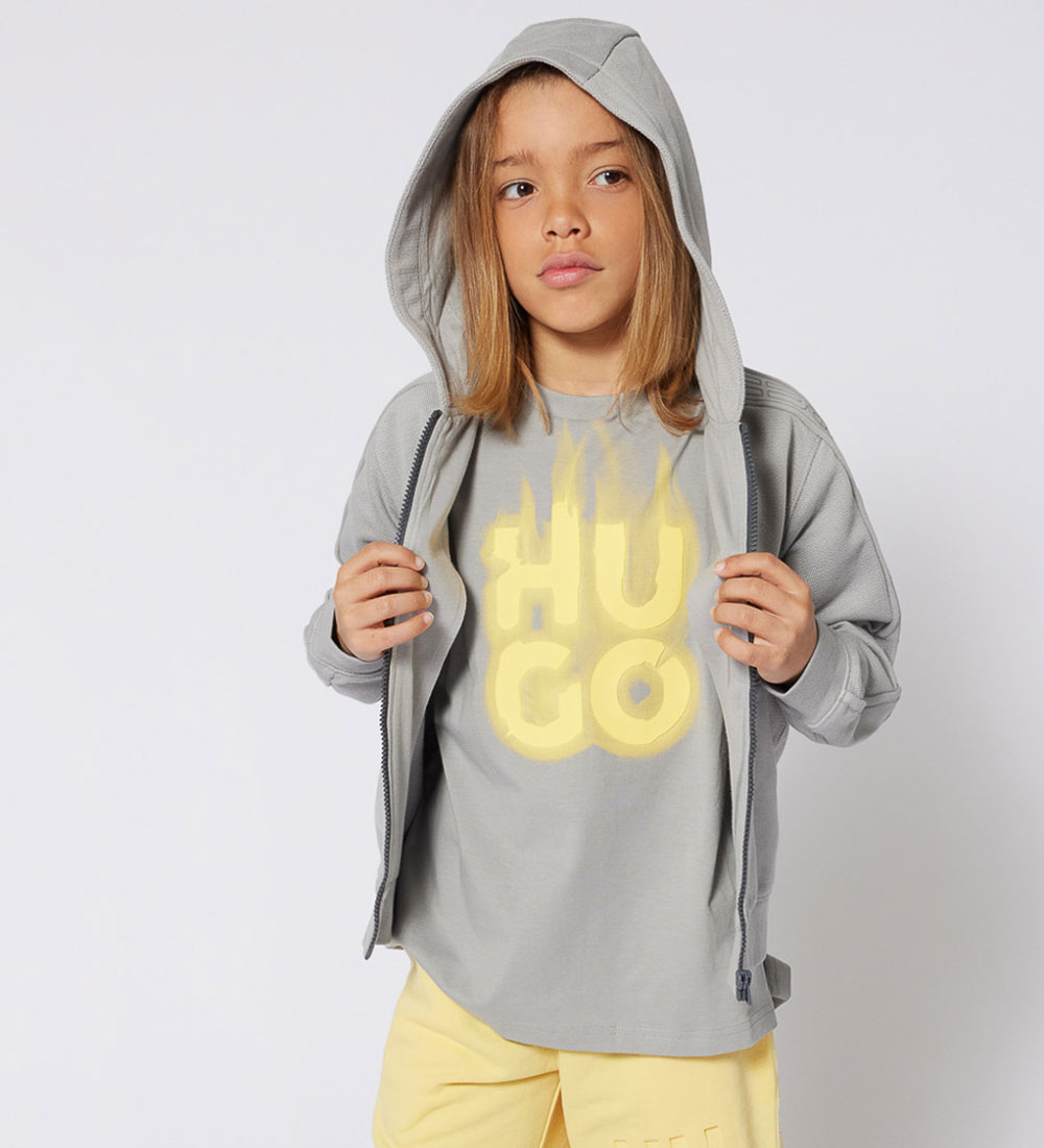 HUGO T-shirt - Ultimate Gray m. Gul