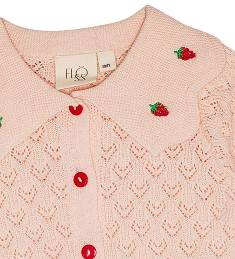 Flöss Cardigan - Strik - Isabel - Light Pink/Red