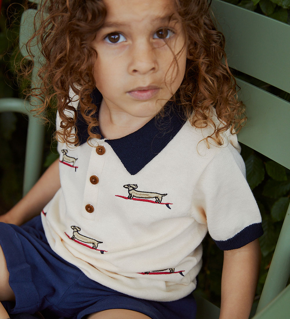 Copenhagen Colors Polo - Strik - Cream/Navy Comb