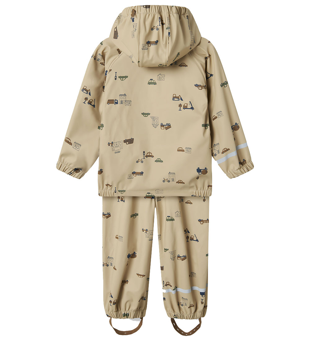 Name it Regntøj m. Seler - PU - NmmDry10 - White Pepper/Small ci