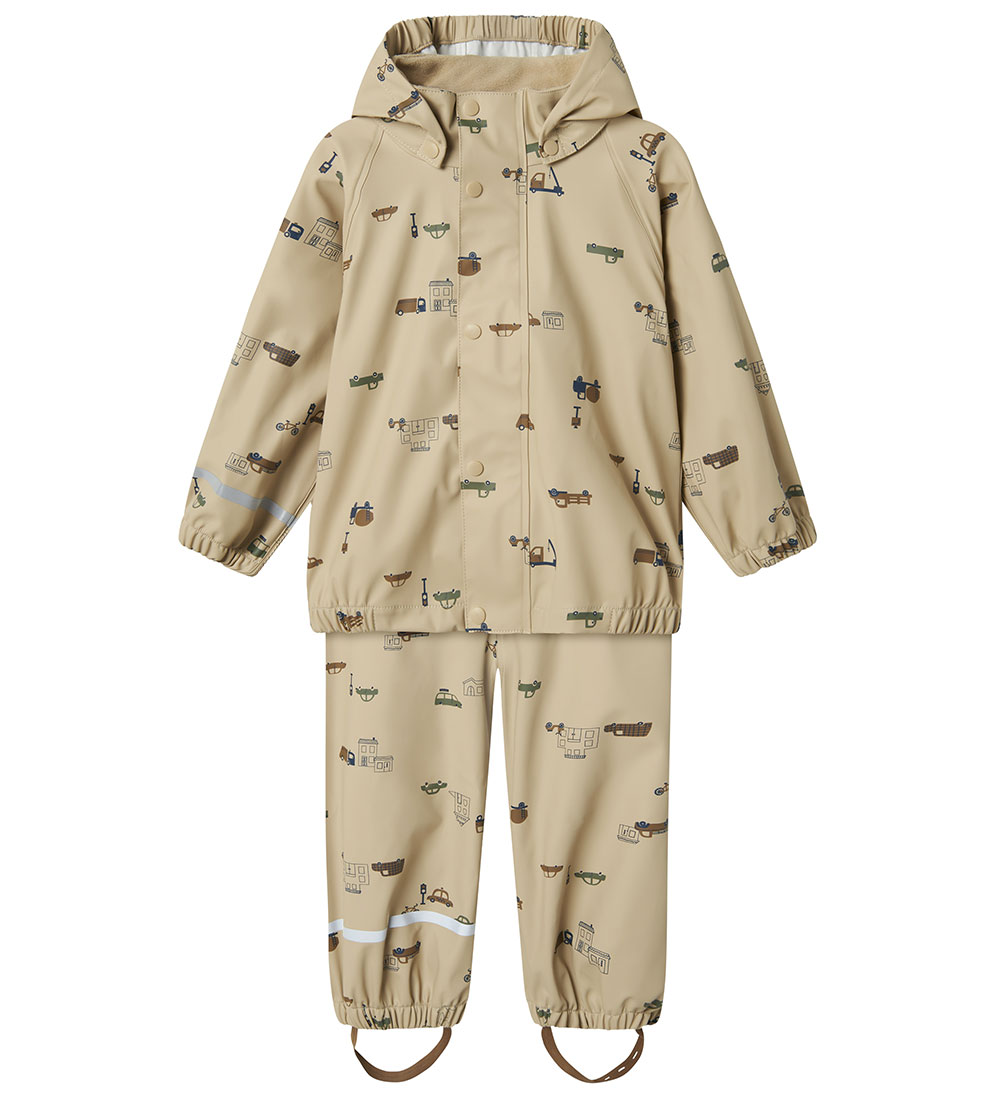 Name it Regntøj m. Seler - PU - NmmDry10 - White Pepper/Small ci
