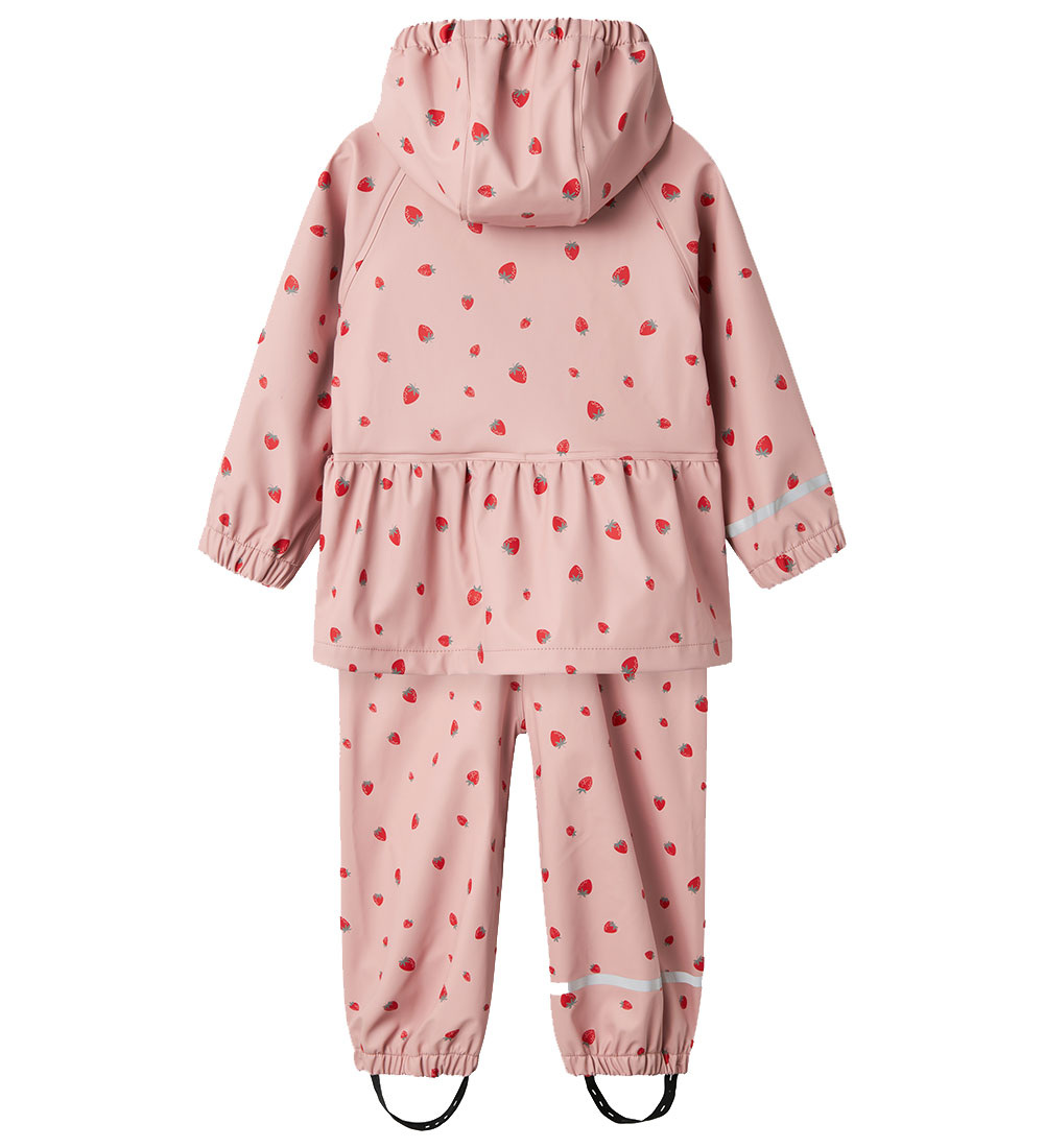 Name It Regntøj m. Seler - PU - NmfDry10 - Pale Mauve/Strawberry