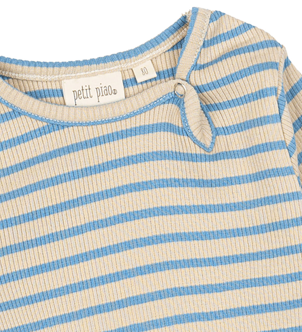 Petit Piao Body l/æ - Rib - Modal - Allure Blue/Dark Off White