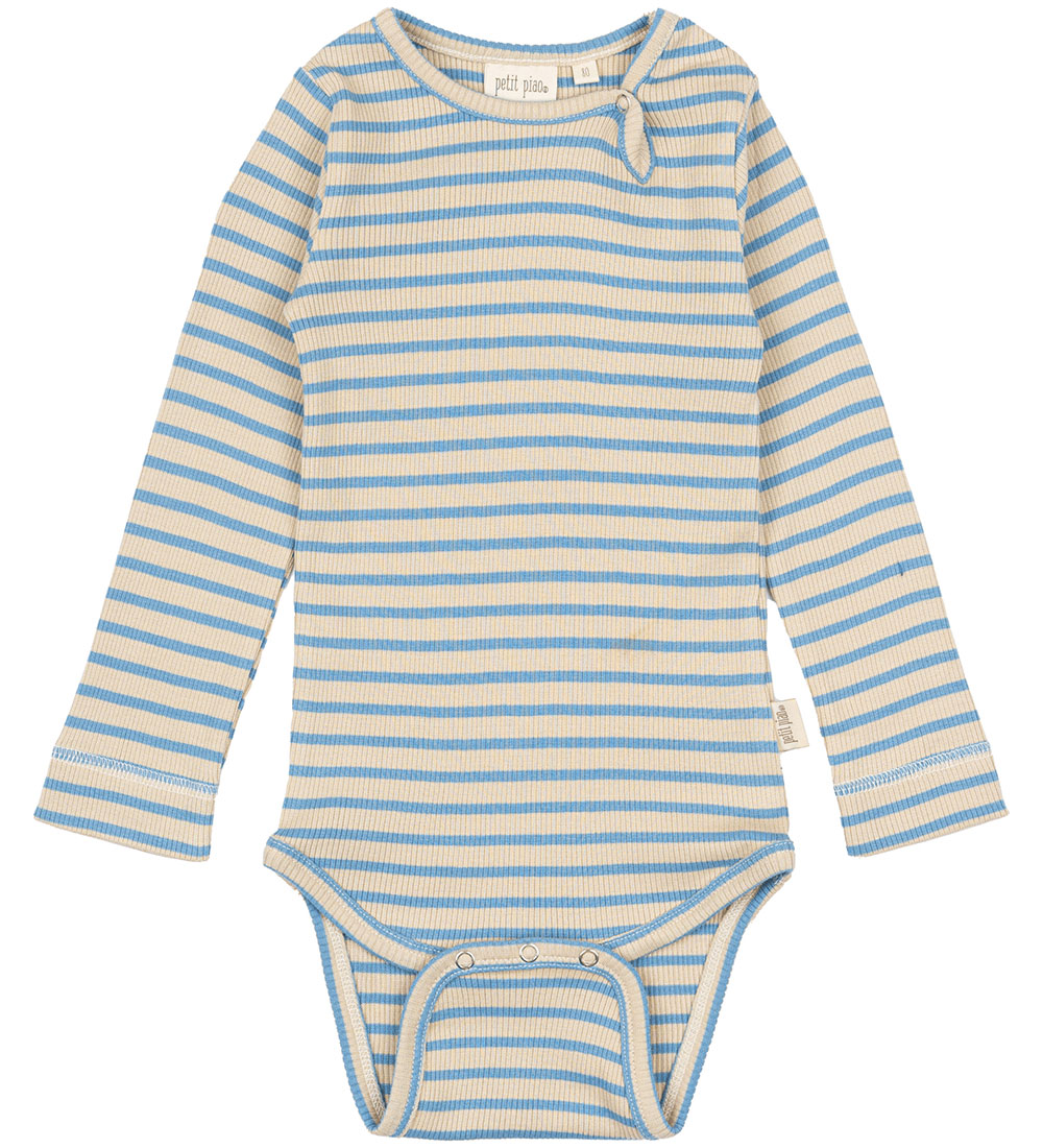 Petit Piao Body l/æ - Rib - Modal - Allure Blue/Dark Off White