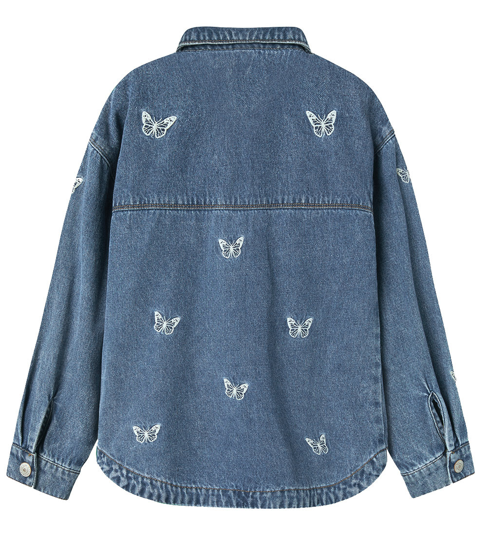 Name It Denimjakke - NkfMandy - Medium Blue Denim/Embroidery But
