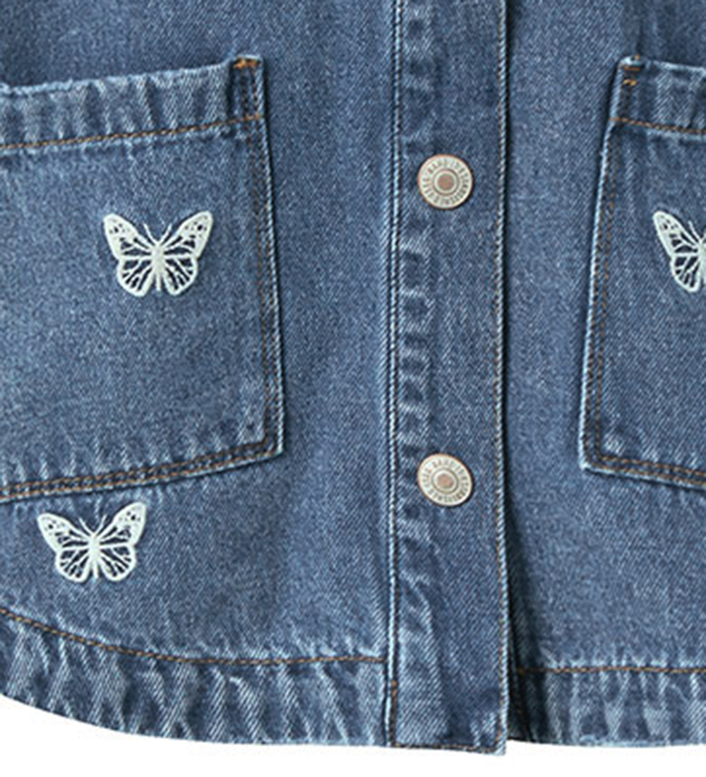 Name It Denimjakke - NkfMandy - Medium Blue Denim/Embroidery But