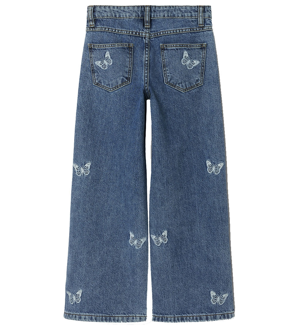 Name It Jeans - Wide - NkfBella - Medium Blue Denim/Embroidery B