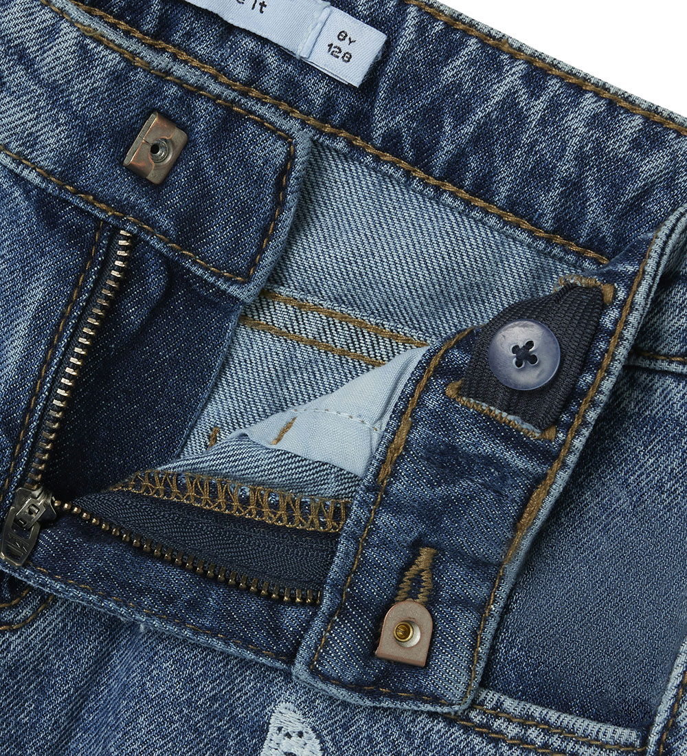 Name It Jeans - Wide - NkfBella - Medium Blue Denim/Embroidery B