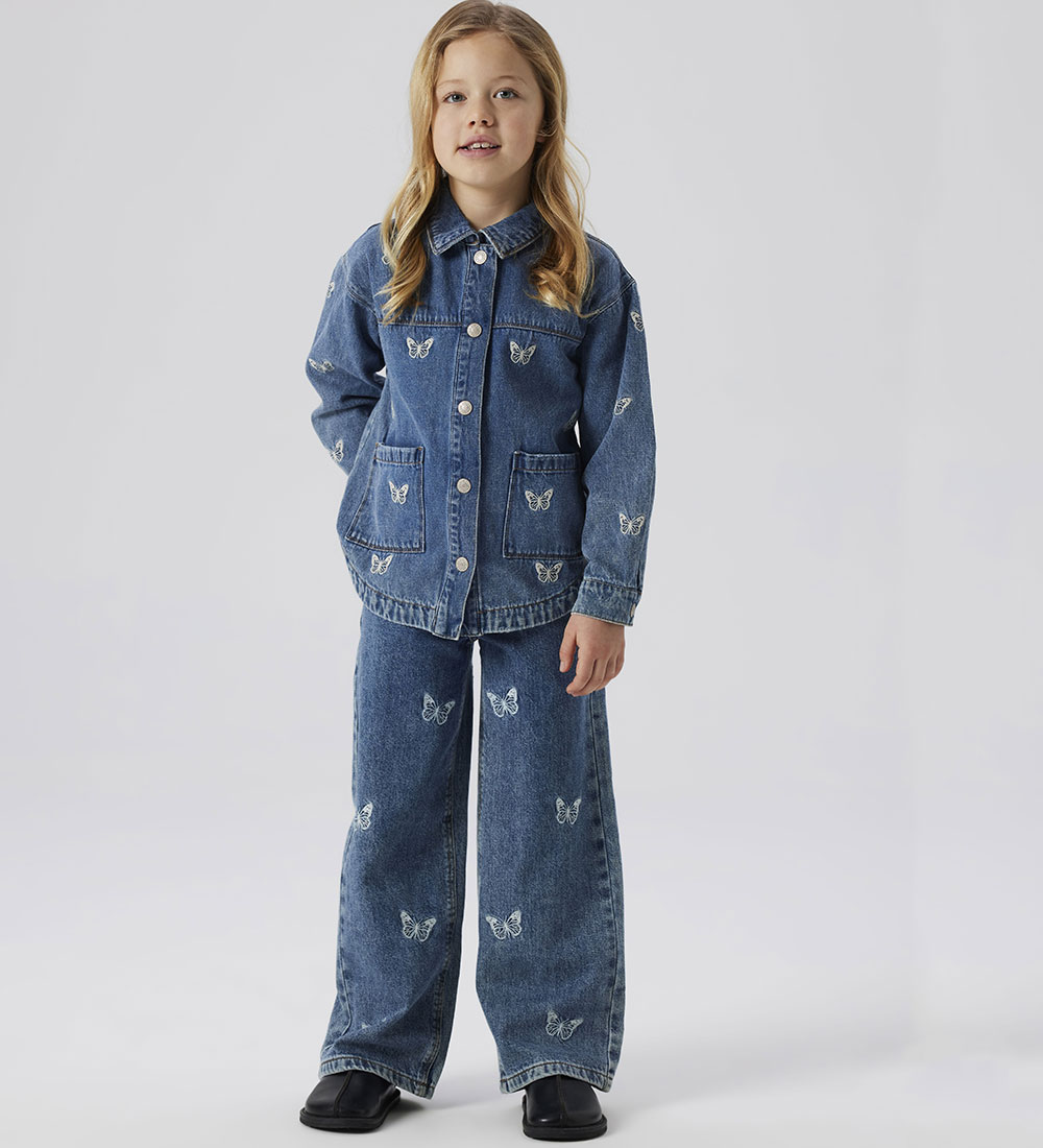 Name It Jeans - Wide - NkfBella - Medium Blue Denim/Embroidery B