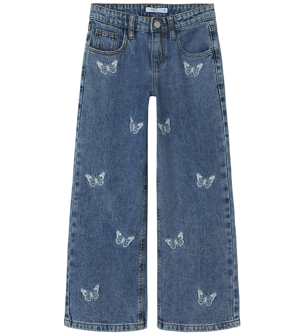Name It Jeans - Wide - NkfBella - Medium Blue Denim/Embroidery B
