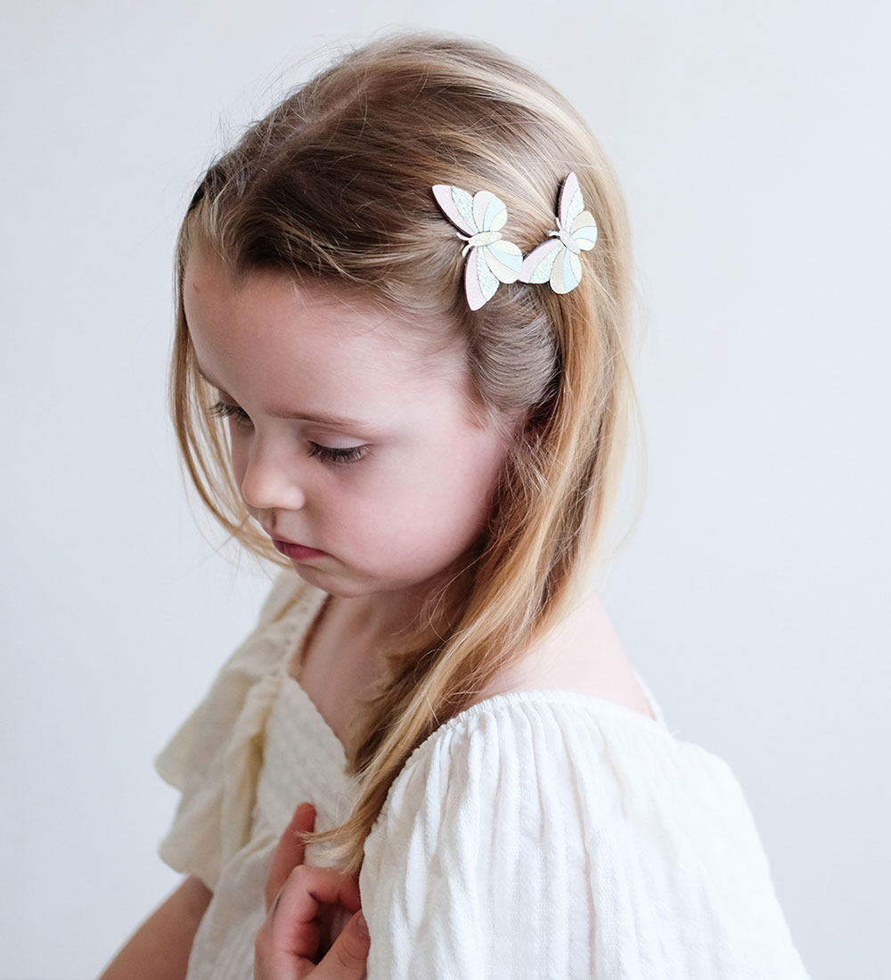 Mimi & Lula Hårspænder - 2-pak - 3 cm - Stripe Butterfly Spring