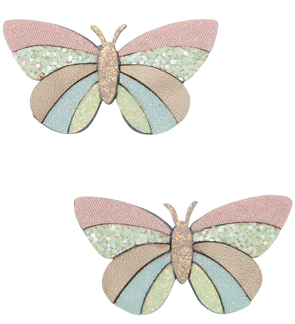 Mimi & Lula Hårspænder - 2-pak - 3 cm - Stripe Butterfly Spring