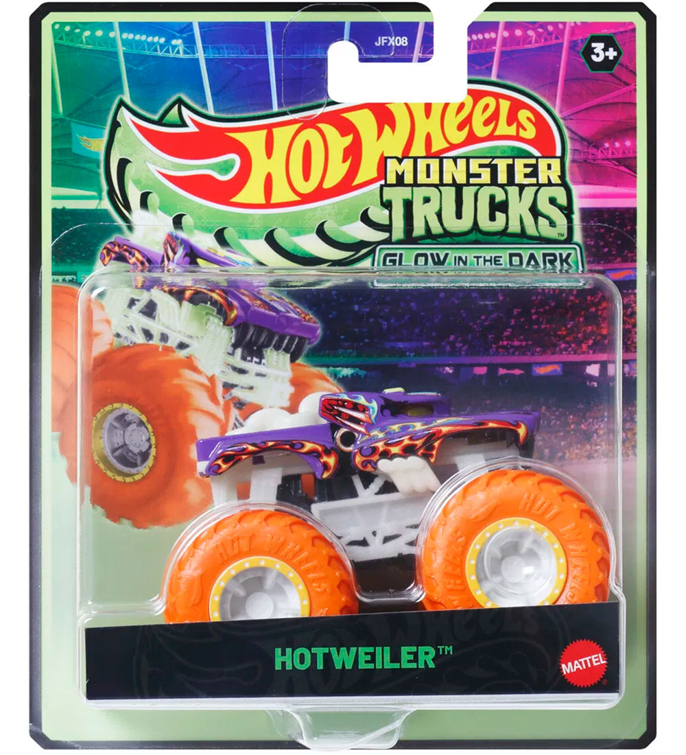 Hot Wheels Bil - Monster Truck Glow-In-The-Dark - Hotweiler