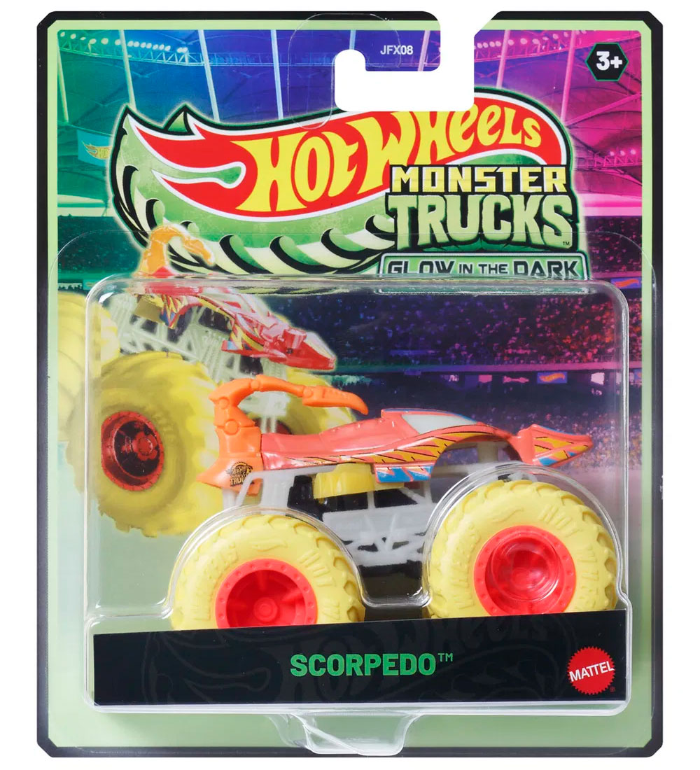 Hot Wheels Bil - Monster Truck Glow-In-The-Dark - Scorpedo
