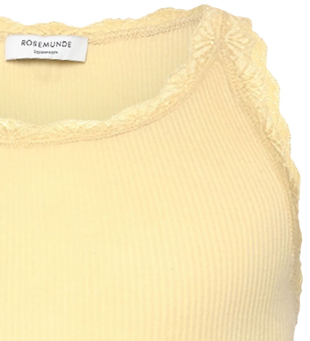 Rosemunde Top - Rib - Balta - Pastel Yellow m. Blonder