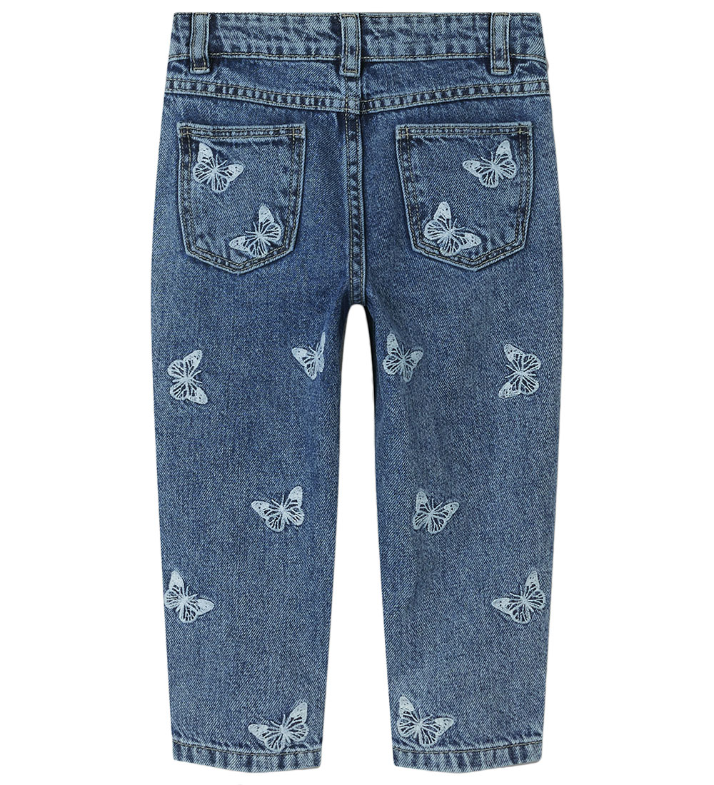Name It Jeans - Noos - NmfBella - Medium Blue Denim m. Sommerfug