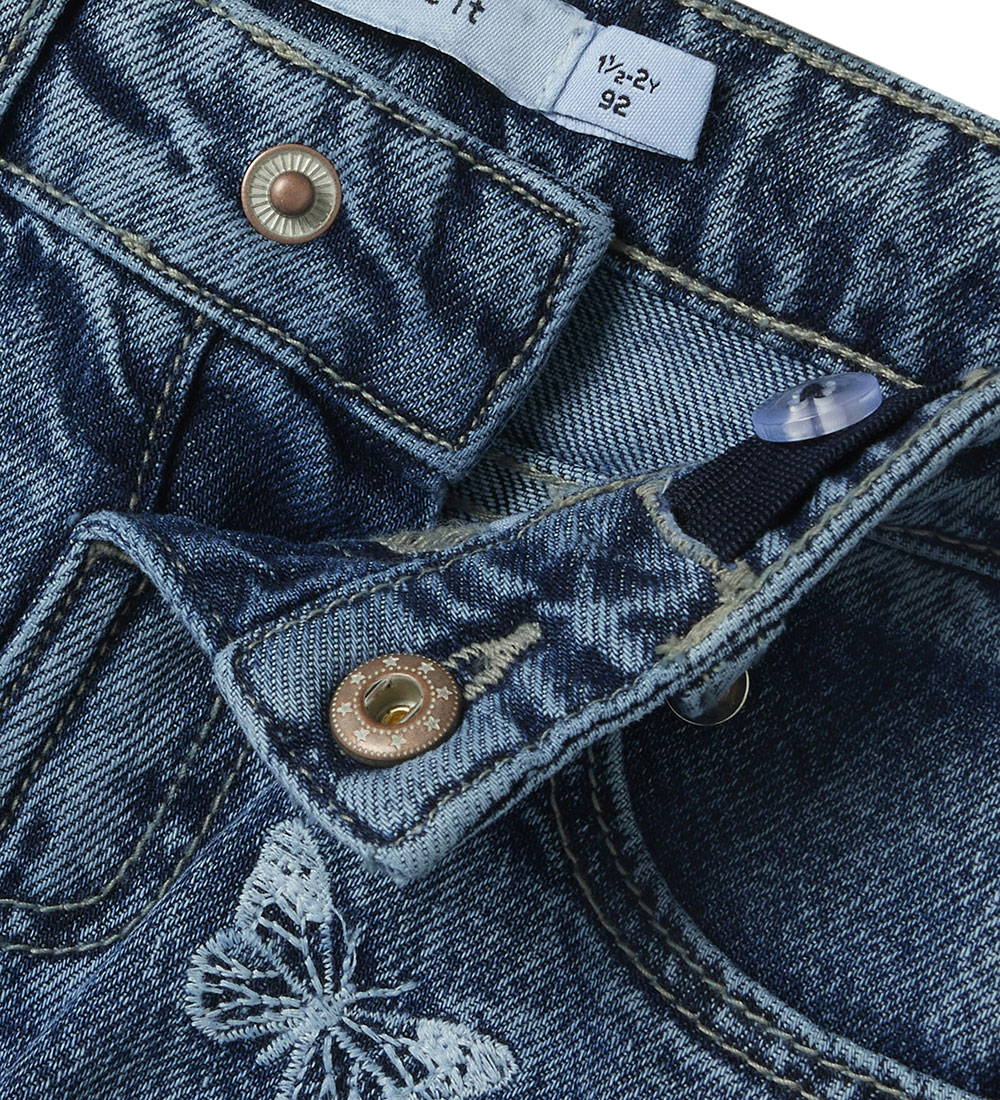 Name It Jeans - Noos - NmfBella - Medium Blue Denim m. Sommerfug