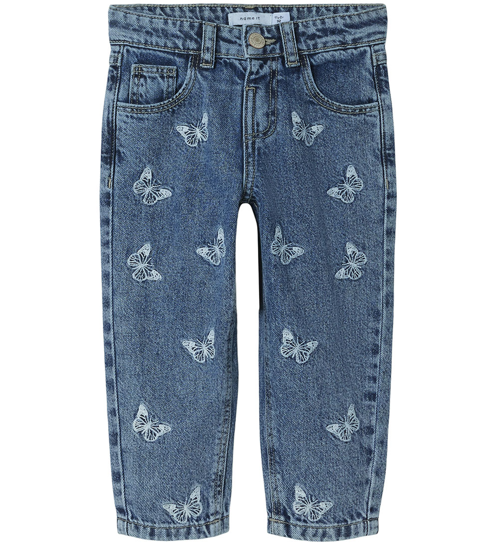 Name It Jeans - Noos - NmfBella - Medium Blue Denim m. Sommerfug