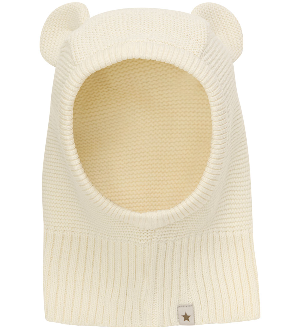Huttelihut Elefanthue m. Ører - 2-lags - Strik - Antique White