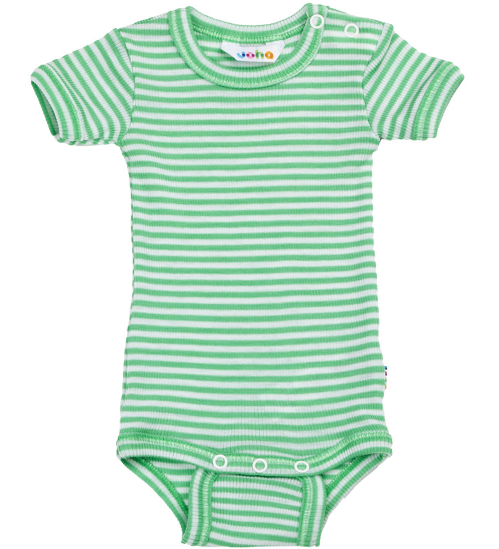 Joha Body k/æ - Rib - Uld/Silke - Off White/Grøn