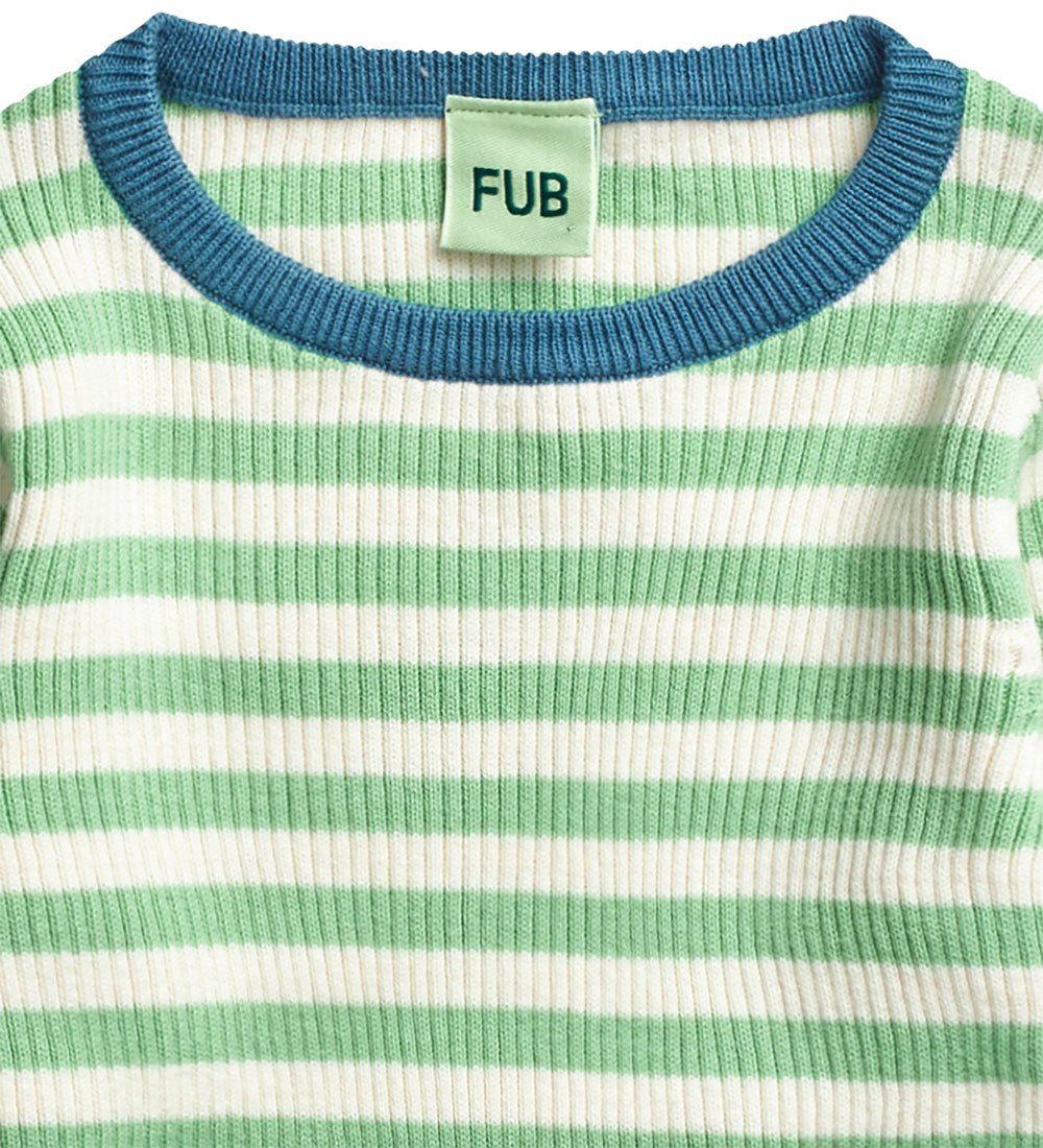 FUB Bluse - Rib - Ecru/Emerald