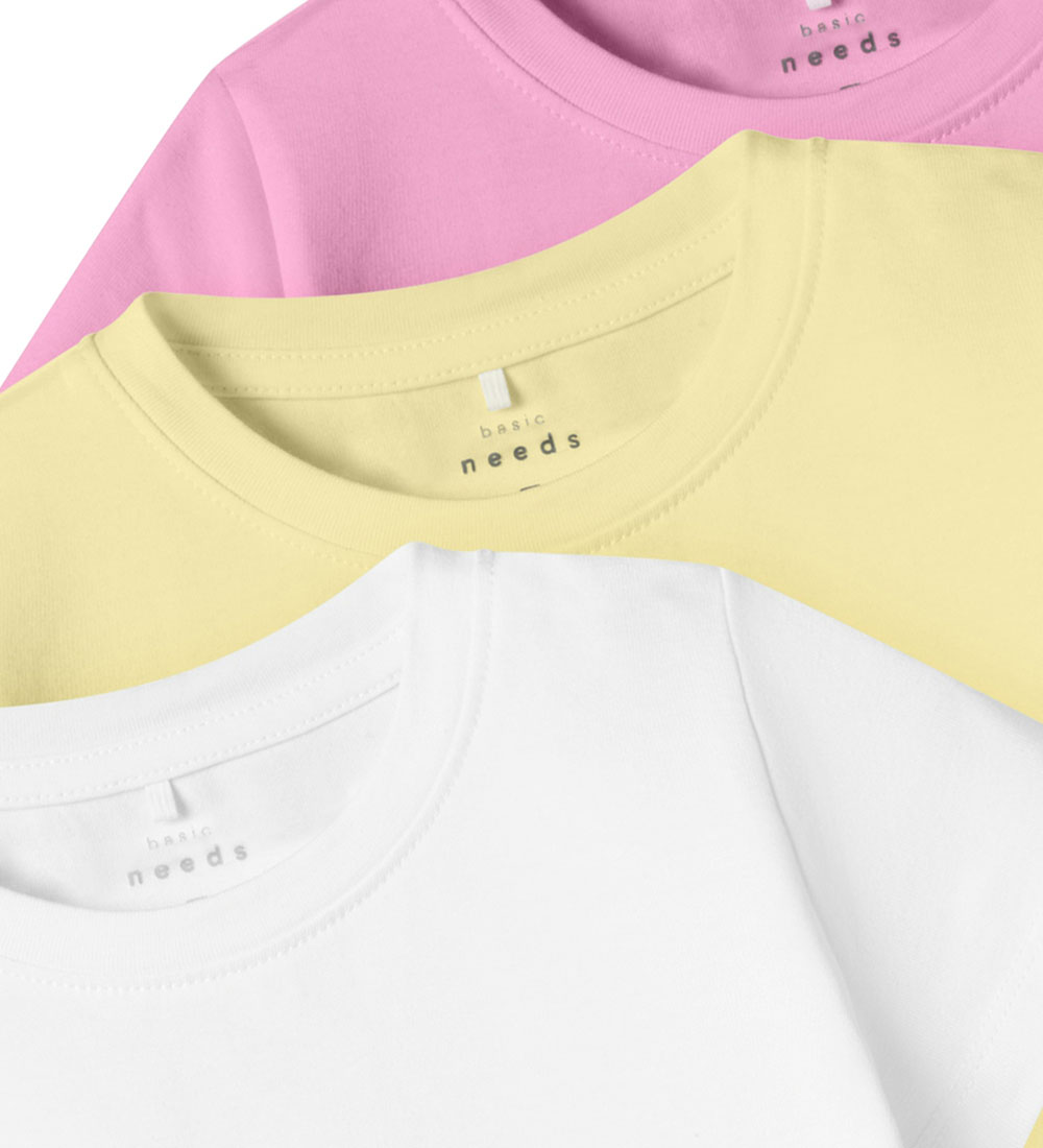 Name It T-shirt - NmfVibbi - 3-pak - Pastel Yellow/Pink Frosting