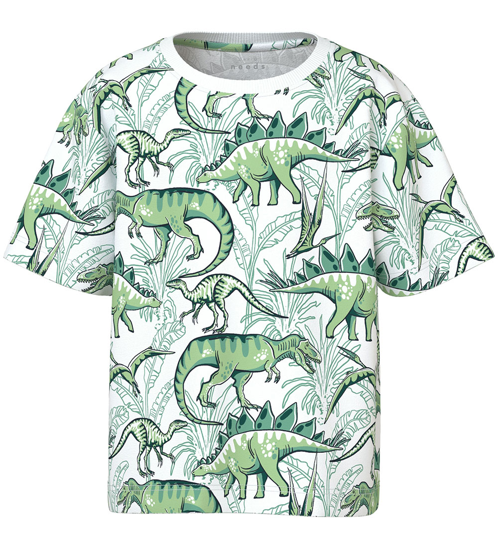 Name It T-shirt - NmmValther - Bright White/Palm Dino