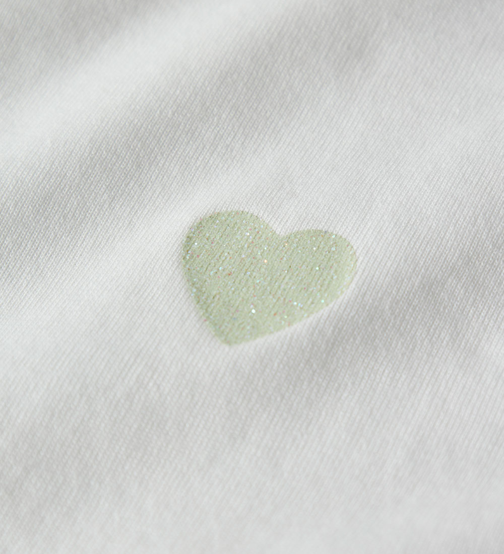 Name It T-shirt - Noos - NkfVioline - Bright White/Green Heart