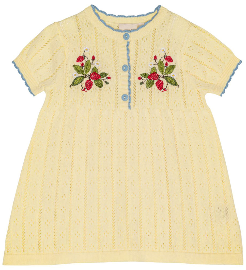 Flöss Kjole - Strik - Dream - Soft Yellow m. Hulmønster