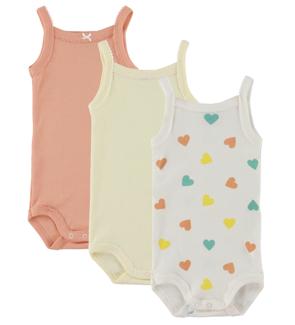 Petit Bateau Bodyer u/æ - 3-pak - Hvid/Orange