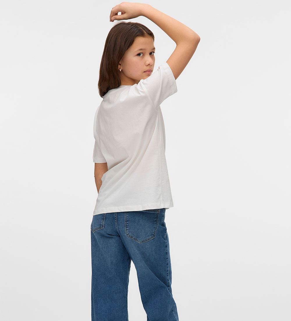 Vero Moda Girl T-shirt - VmSparkly - Snow White/Rhinestones
