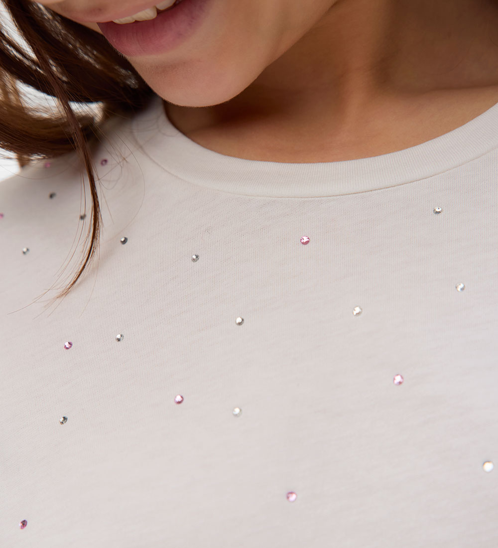 Vero Moda Girl T-shirt - VmSparkly - Snow White/Rhinestones