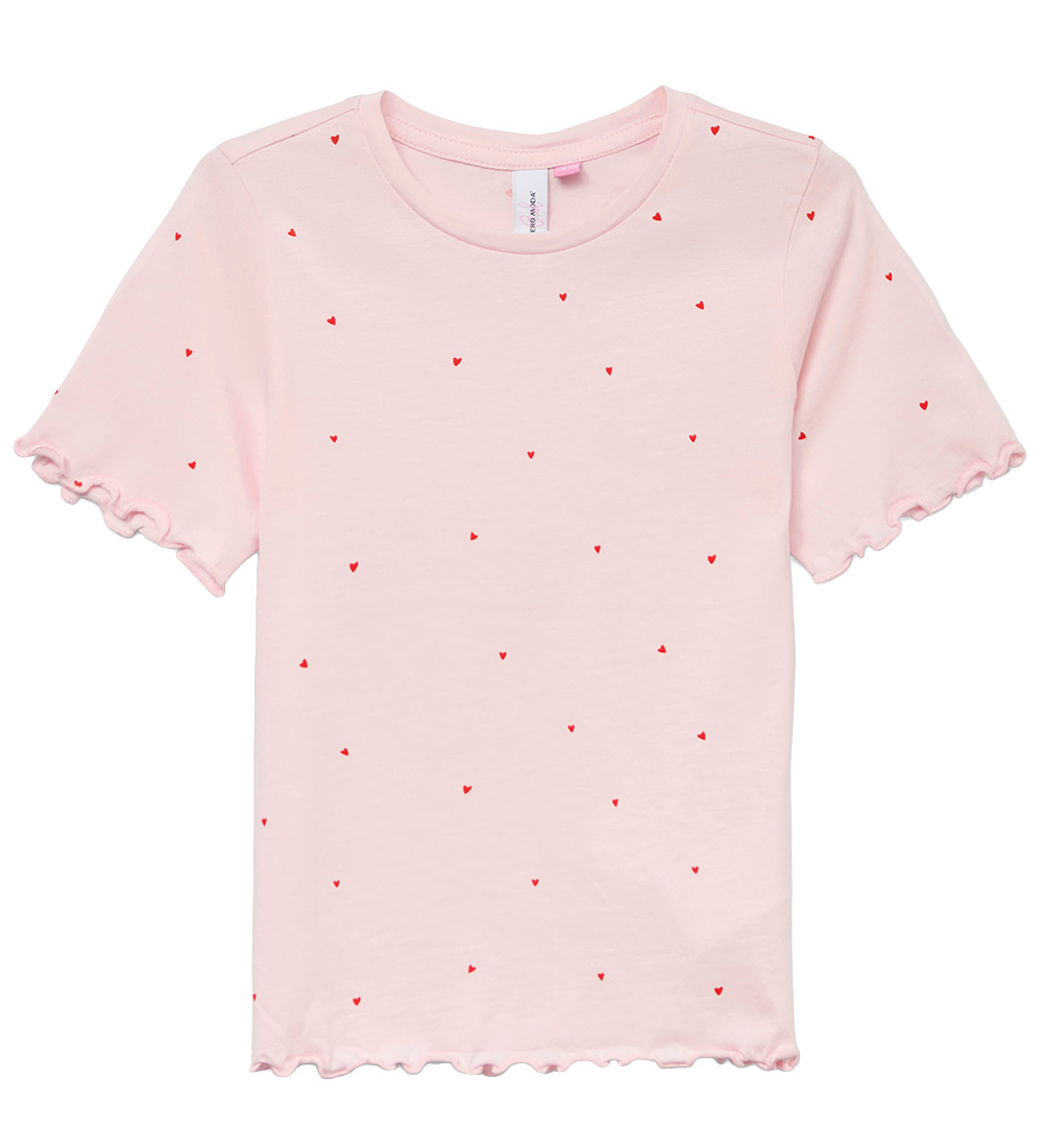 Vero Moda Girl T-shirt - VmPaulina - Pink-A-Boo/Red hearts