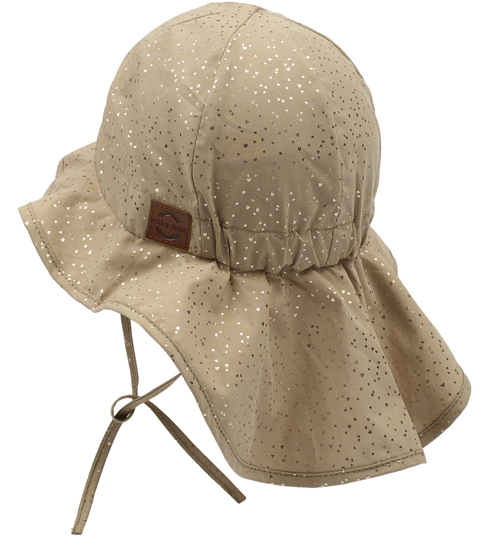 Mikk-Line Sommerhat - Long Neck - UV50+ - Kelp m. Hjerter