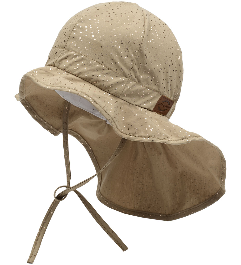 Mikk-Line Sommerhat - Long Neck - UV50+ - Kelp m. Hjerter