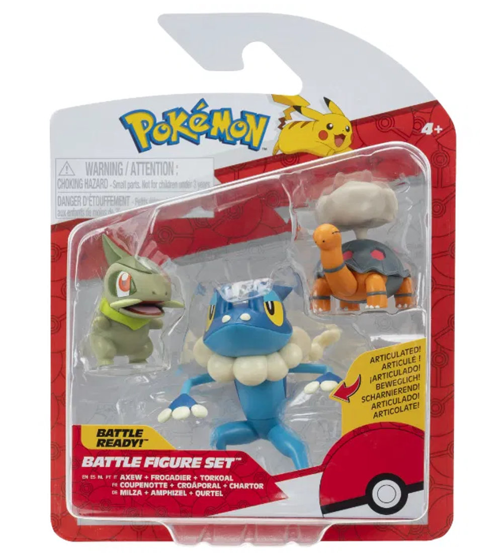 Pokémon Figurer - 3-pak - Battle Figure - Torkoal, Axew & Frogad
