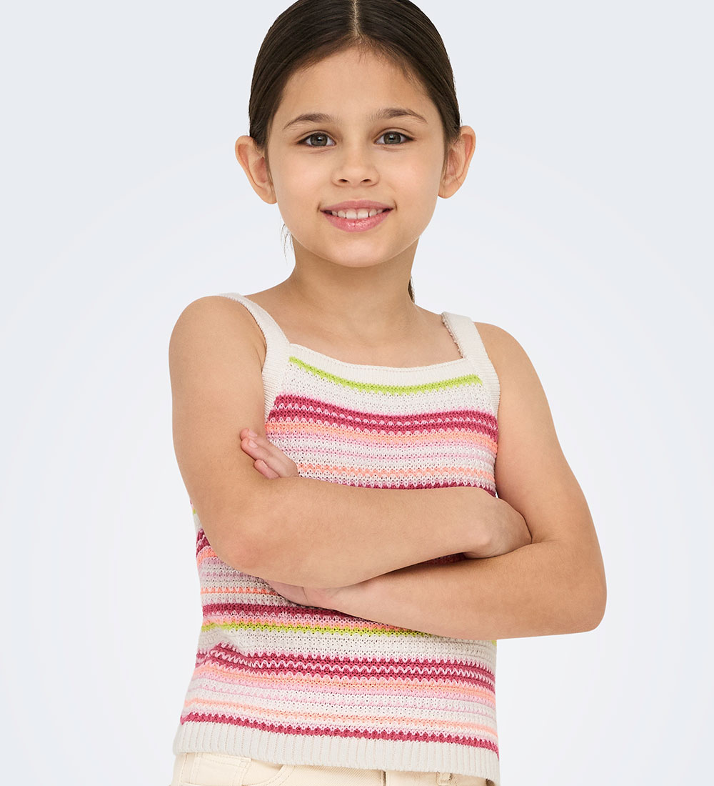 Kids Only Top - KogBelli - Strik - Ecru/Camelia Rose/ Roseate Sp