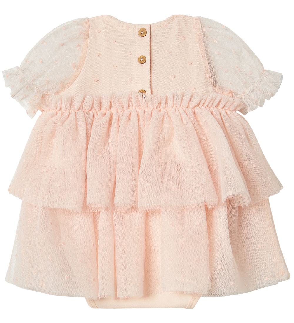 Lil' Atelier Kjolebody k/æ - NbfFrilla - Tyl - Peach Blush