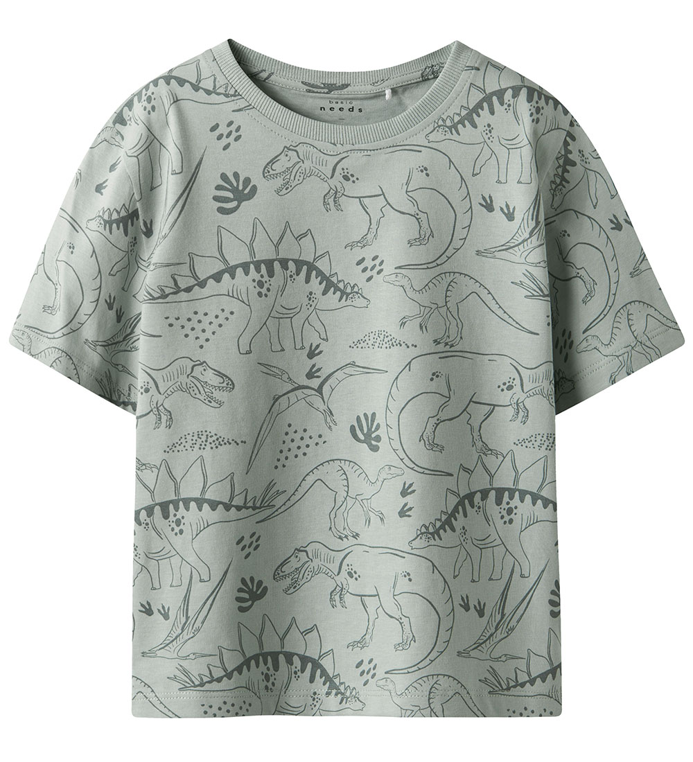 Name It T-shirt - NmmValther - Aqua Gray/Tone Dino