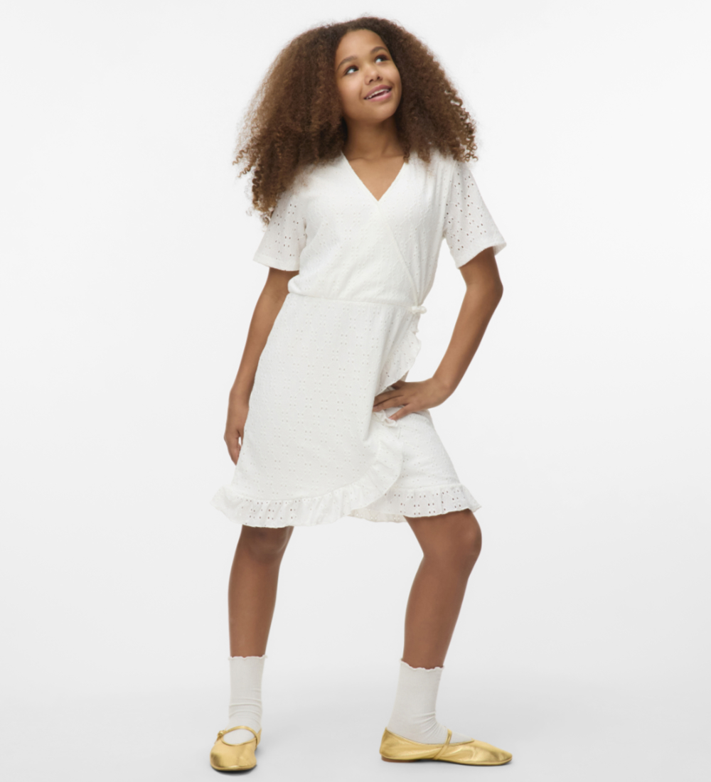 Vero Moda Girl Kjole - VmLacely - Snow White m. Hulmønster
