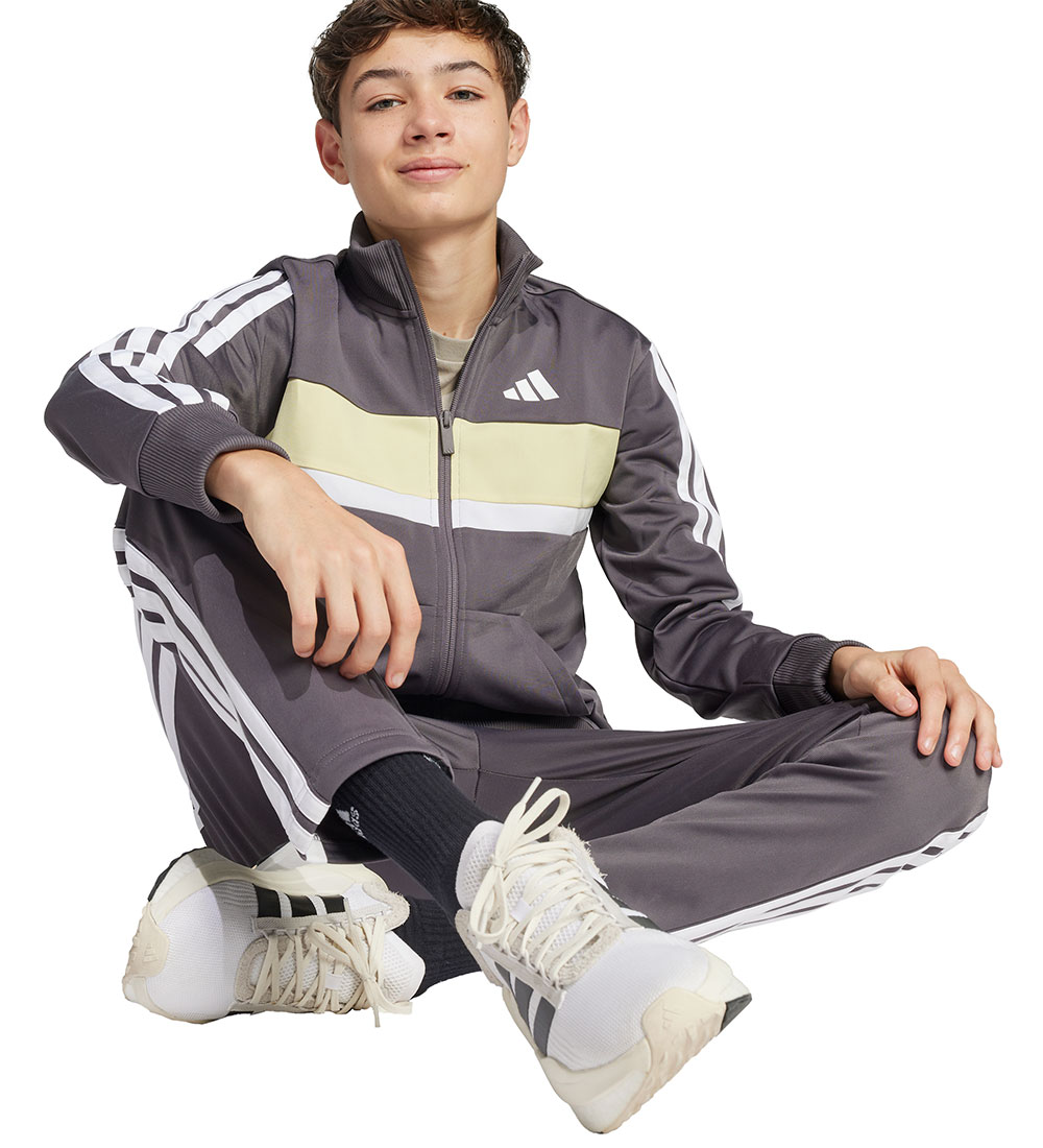 adidas Performance Sweatsæt - J 3S TIBERIO TS - GRESTR/WHITE/POW