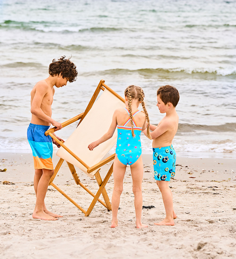Color Kids Badeshorts - Colorblock - River Blue