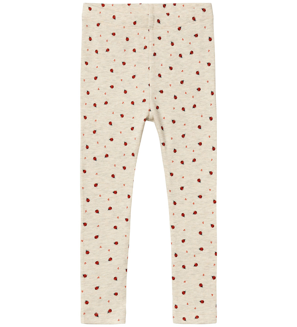 Name It Leggins - Rib - NmfDab - Peyote Melange m. Mariehøner