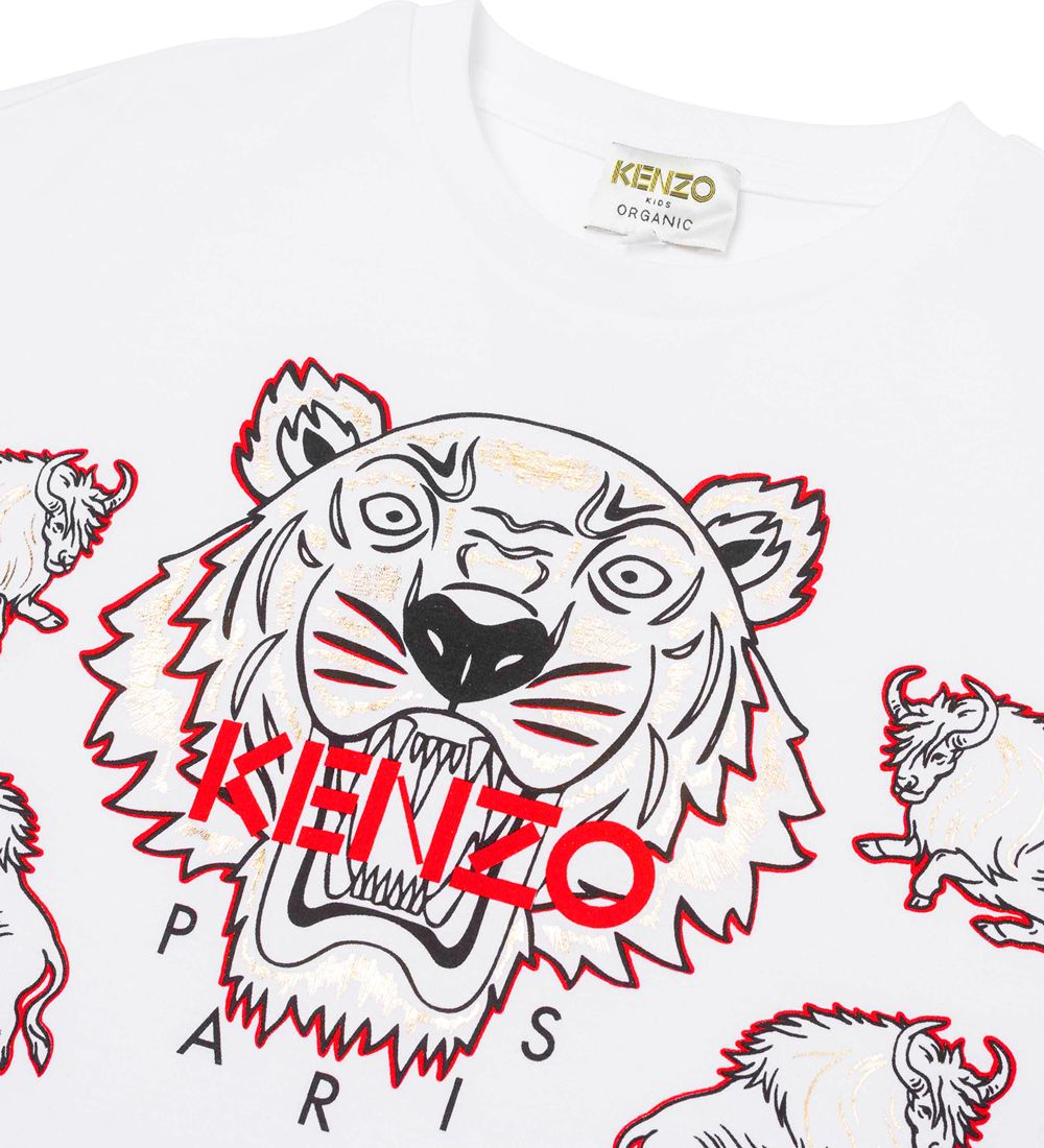 Kenzo T-shirt - Hvid/Rd m. Tiger