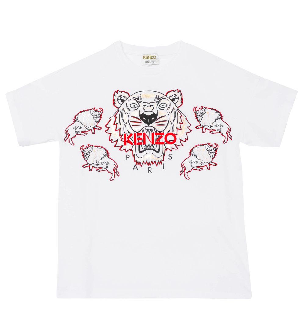 Kenzo T-shirt - Hvid/Rd m. Tiger