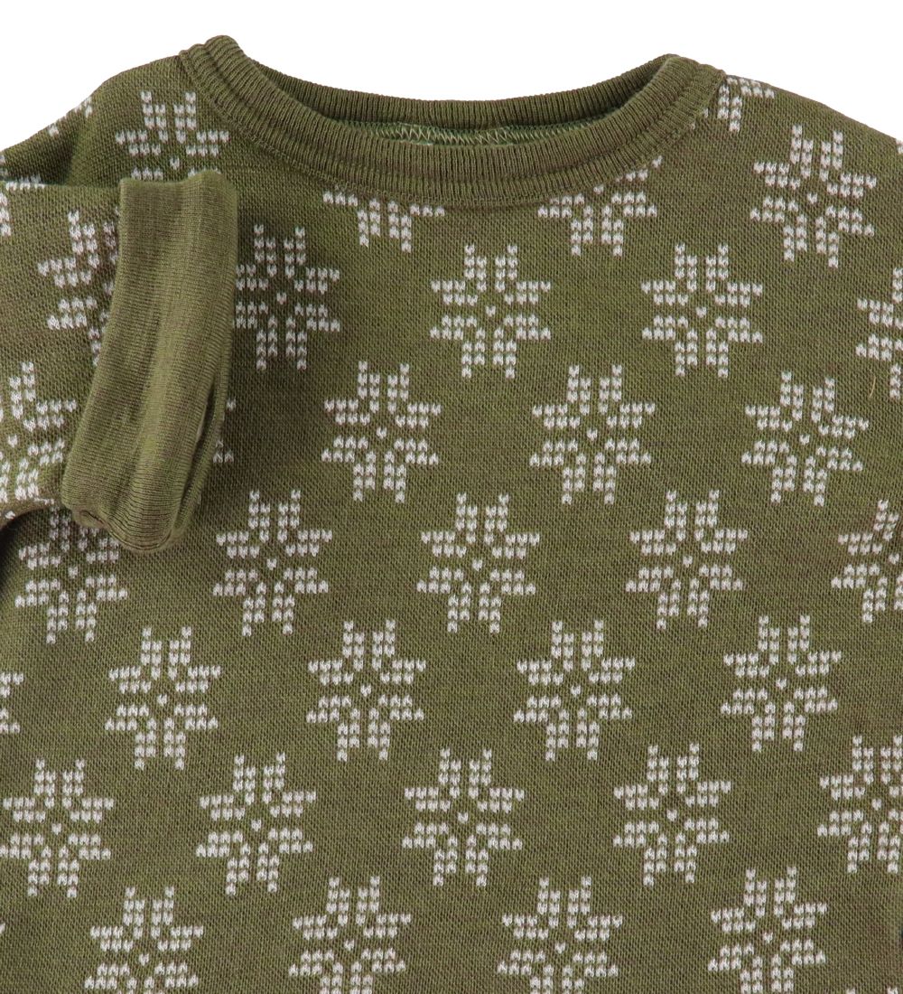 Joha T-shirt - Uld - Armygrøn m. Stjerner